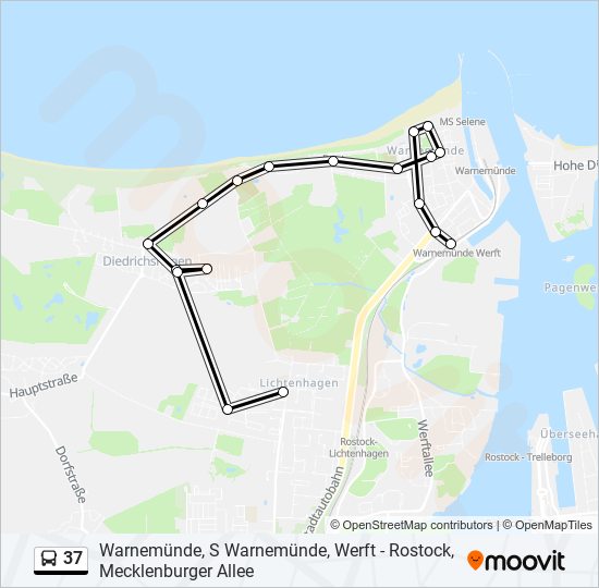 37 Route: Schedules, Stops & Maps - Rostock, Mecklenburger Allee (Updated)