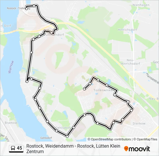 Автобус 45: карта маршрута