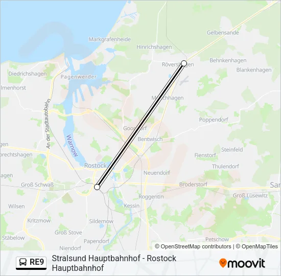 Автобус RE9: карта маршрута