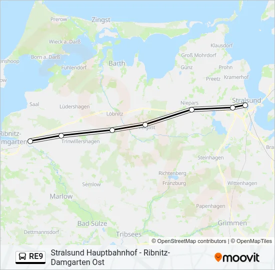 Автобус RE9: карта маршрута