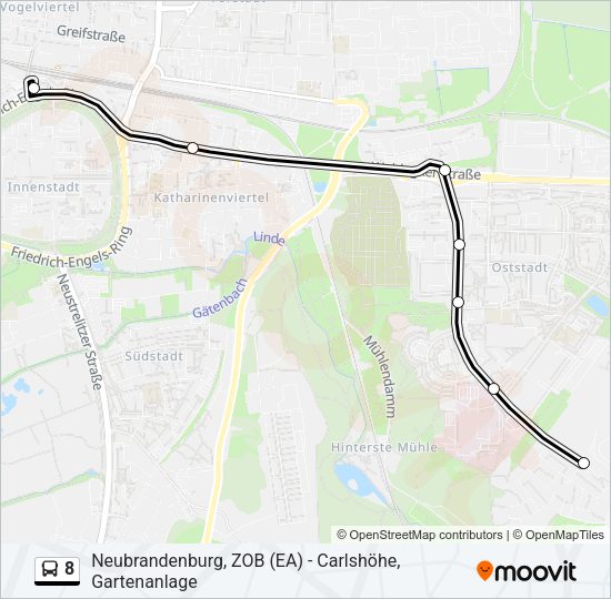 Автобус 8: карта маршрута