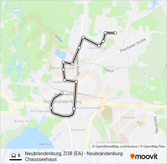 Автобус 9: карта маршрута