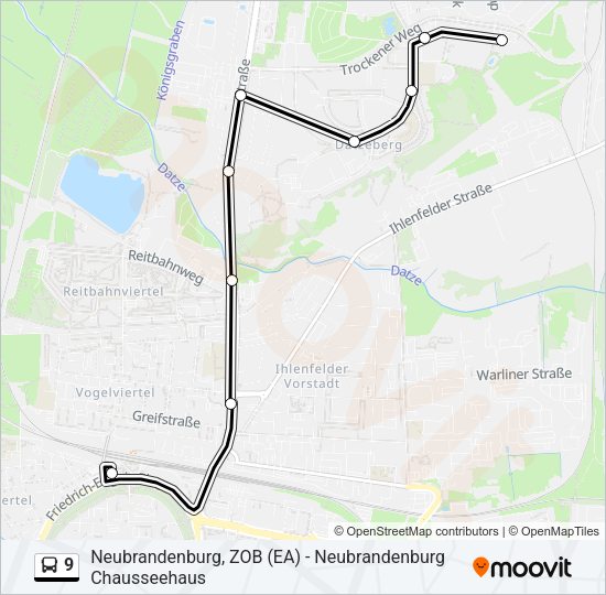 Автобус 9: карта маршрута