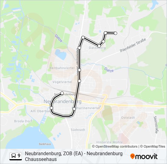 Автобус 9: карта маршрута