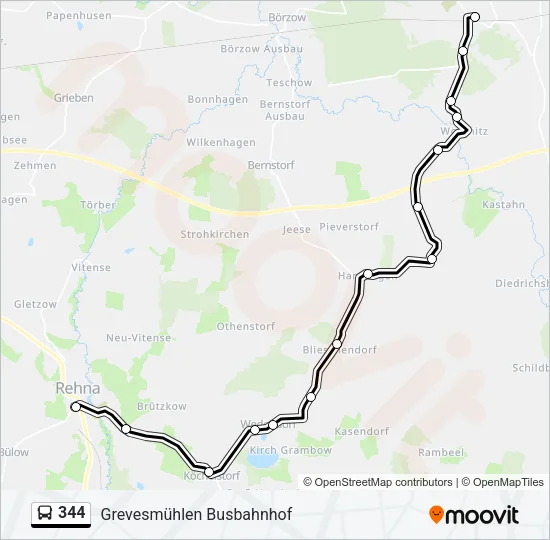 344 Bus Line Map