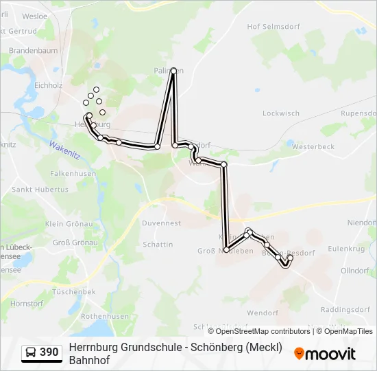 Автобус 390: карта маршрута