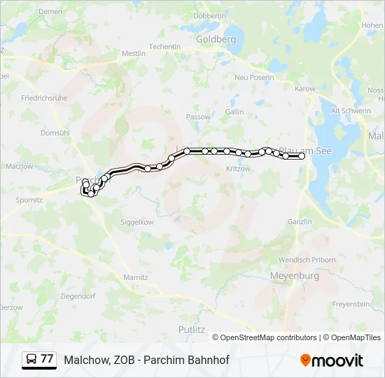 Автобус 77: карта маршрута