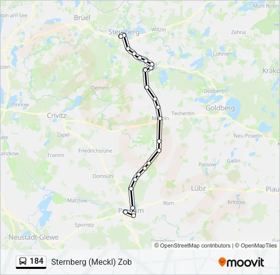 Автобус 184: карта маршрута