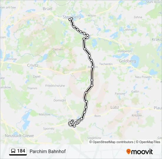 Автобус 184: карта маршрута