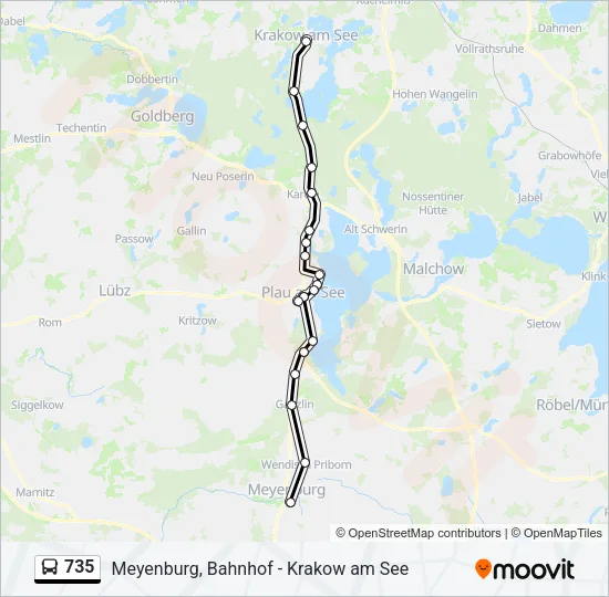 Автобус 735: карта маршрута