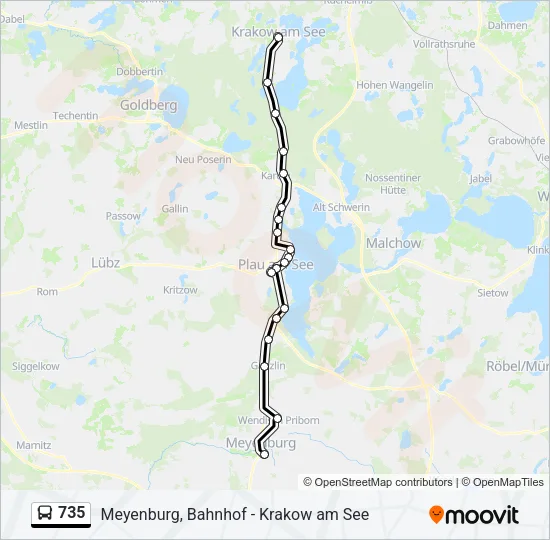 Автобус 735: карта маршрута