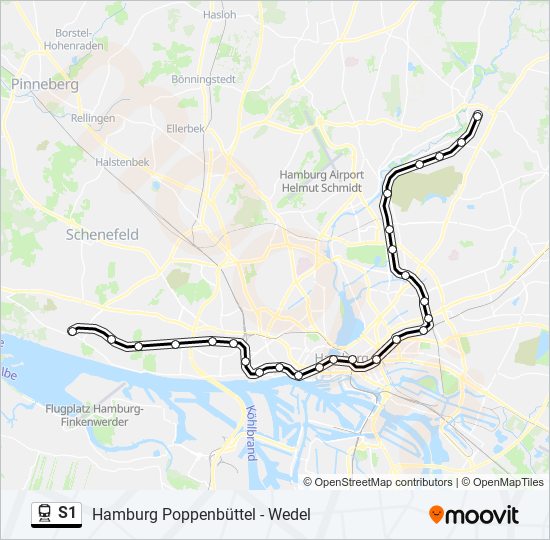 Поезд S1: карта маршрута