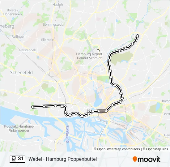 Поезд S1: карта маршрута