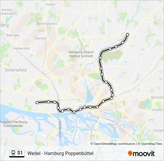 Поезд S1: карта маршрута