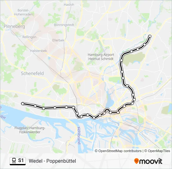 Поезд S1: карта маршрута
