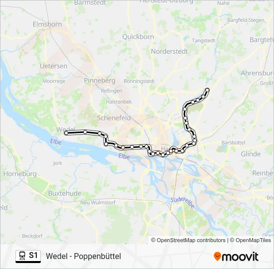 Поезд S1: карта маршрута