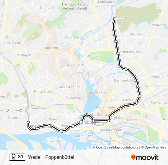 Поезд S1: карта маршрута