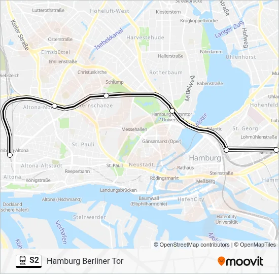 Поезд S2: карта маршрута