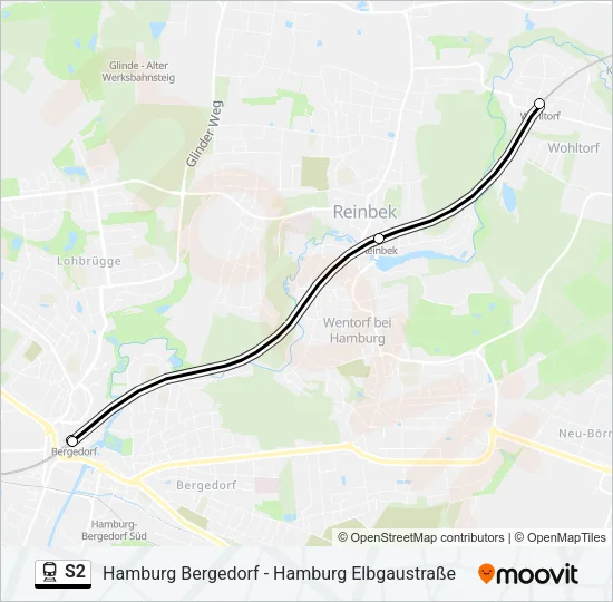 Поезд S2: карта маршрута