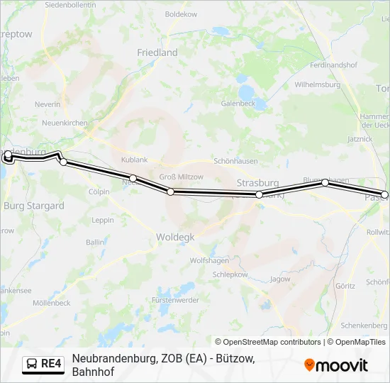 Автобус RE4: карта маршрута