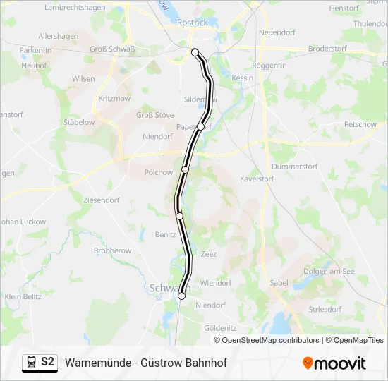 Поезд S2: карта маршрута