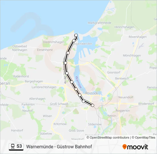 Поезд S3: карта маршрута