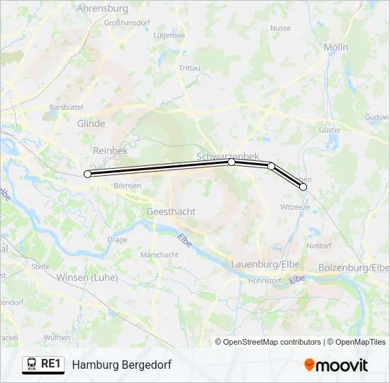 RE1 Train Line Map