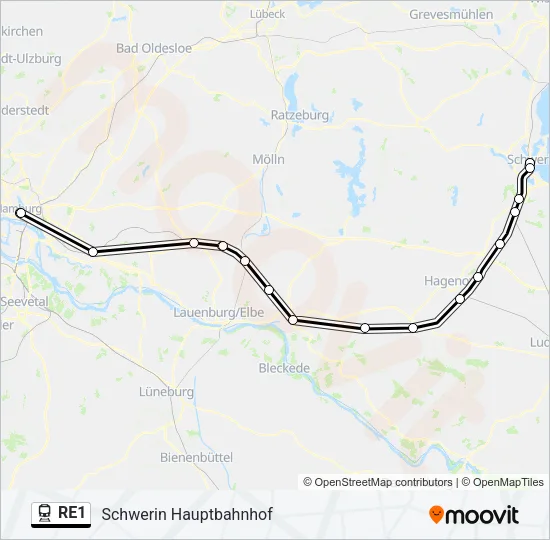 RE1 Train Line Map
