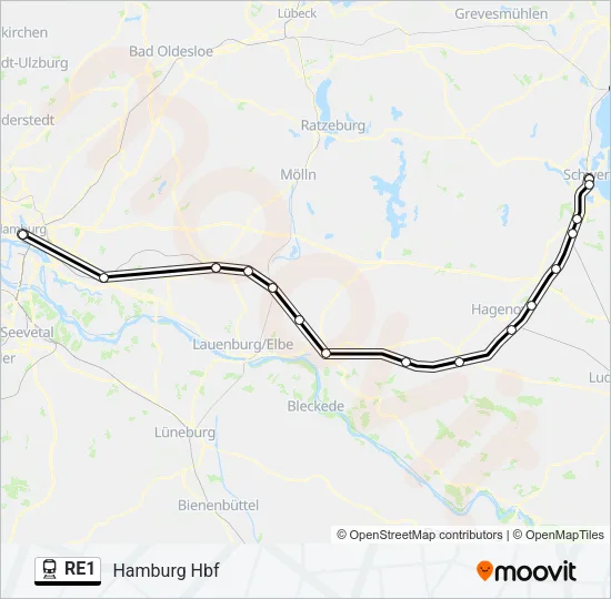 RE1 Train Line Map