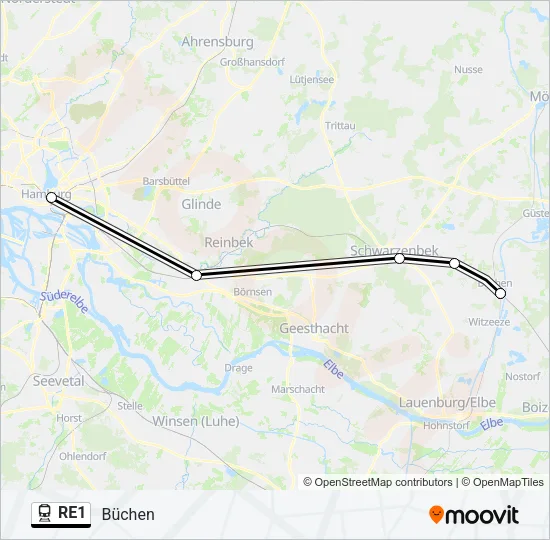 RE1 Train Line Map