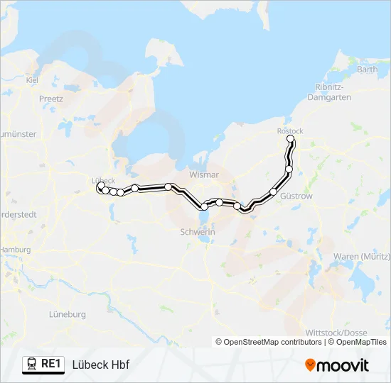RE1 Train Line Map