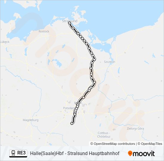 Поезд RE3: карта маршрута
