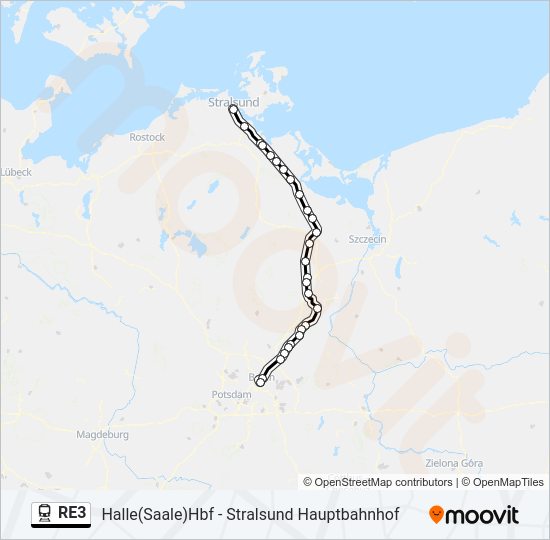 Поезд RE3: карта маршрута