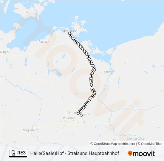 Поезд RE3: карта маршрута
