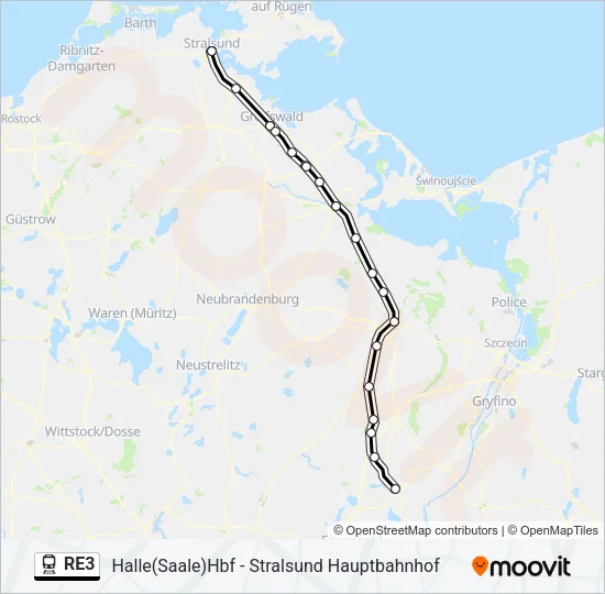 Поезд RE3: карта маршрута