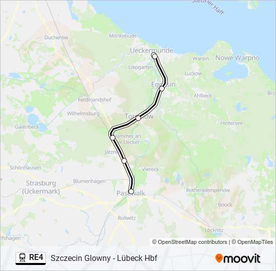 Поезд RE4: карта маршрута