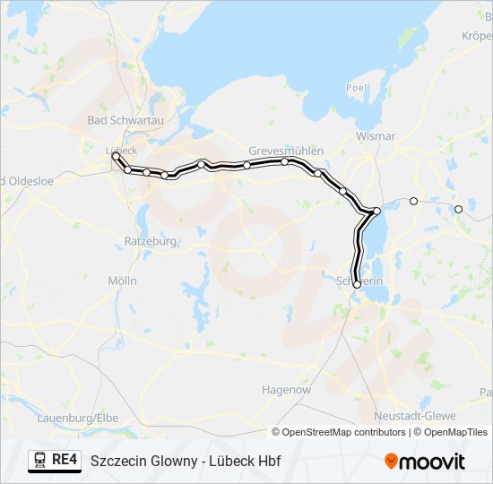 Поезд RE4: карта маршрута