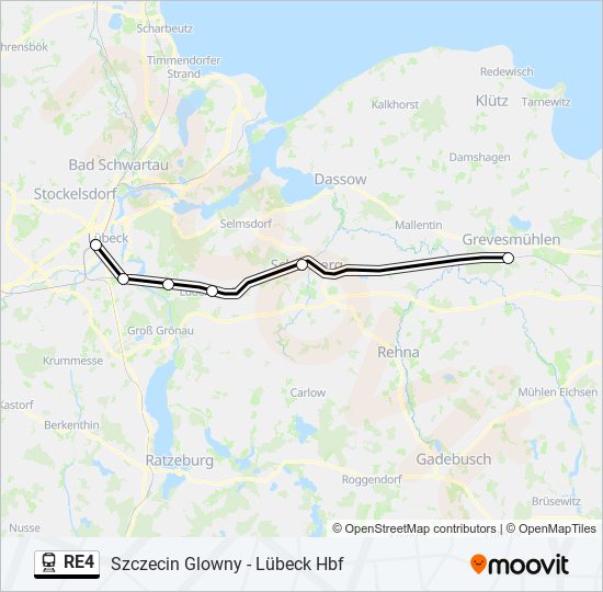 Поезд RE4: карта маршрута
