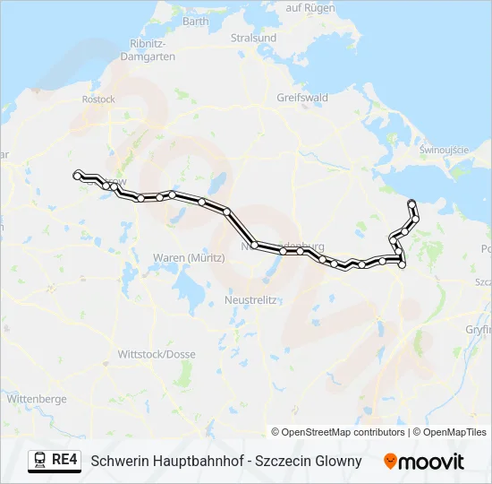 Поезд RE4: карта маршрута
