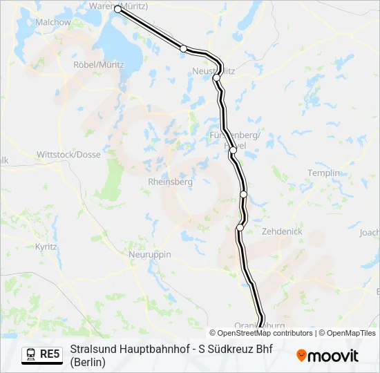 Поезд RE5: карта маршрута
