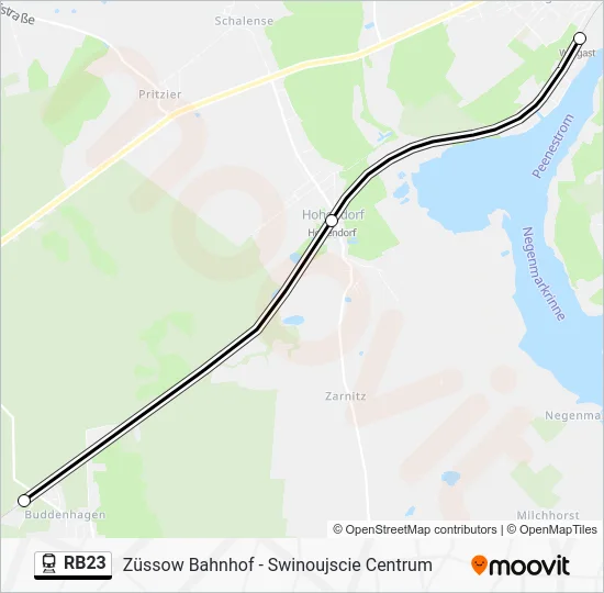 Поезд RB23: карта маршрута