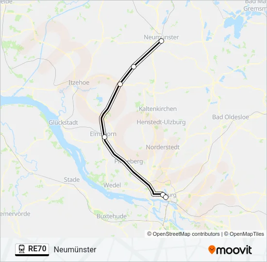 Поезд RE70: карта маршрута