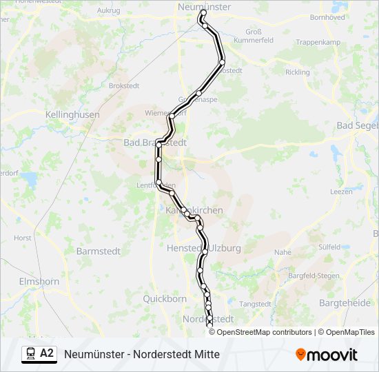 Поезд A2: карта маршрута