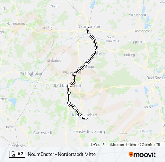 Поезд A2: карта маршрута