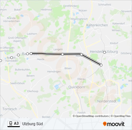 Поезд A3: карта маршрута