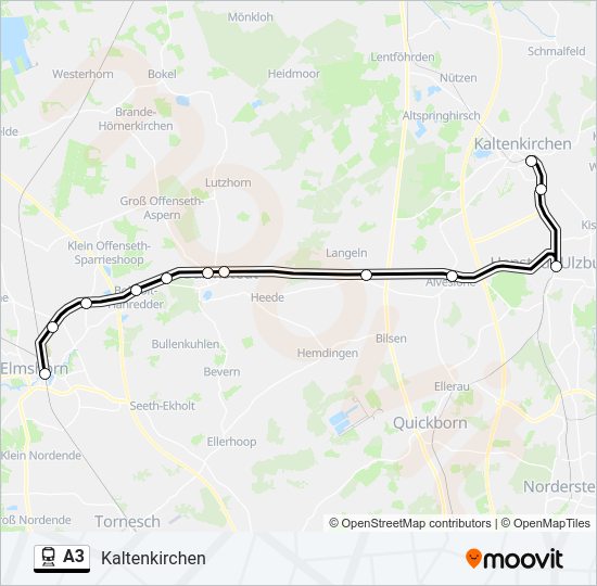 Поезд A3: карта маршрута