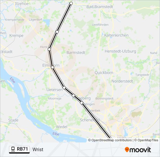 Поезд RB71: карта маршрута
