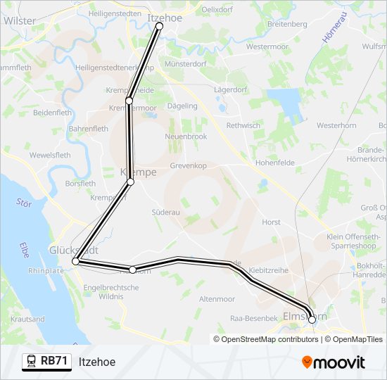 Поезд RB71: карта маршрута