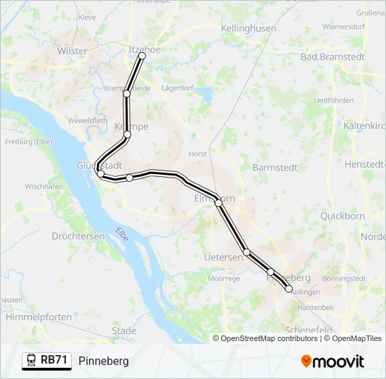 Поезд RB71: карта маршрута