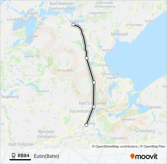 Поезд RB84: карта маршрута